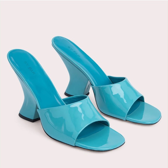 BY FAR TAIS Aquamarine Patent Leather Mule NWT